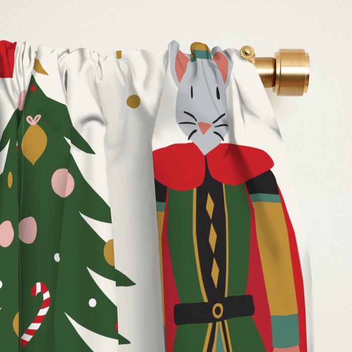 Retro Nutcracker and Ballerina Christmas Pattern Window Curtain Gallery Image 2