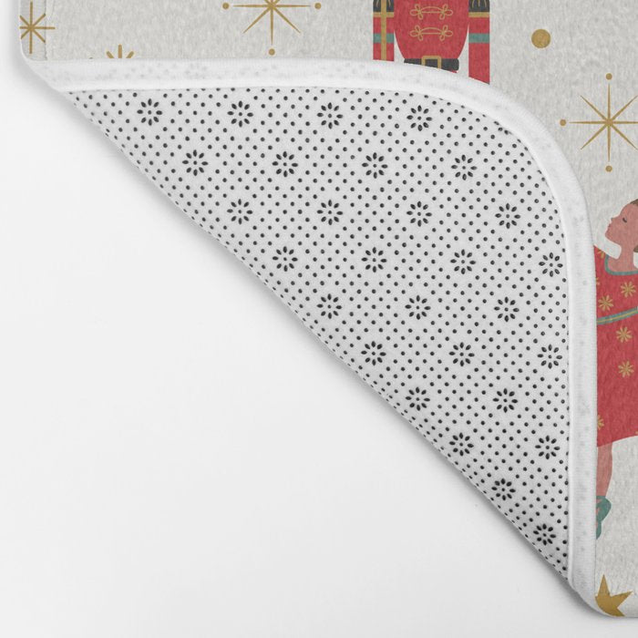 Retro Nutcracker and Ballerina Christmas Pattern Bath Mat Gallery Image 2