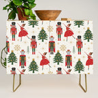 Retro Nutcracker and Ballerina Christmas Pattern Credenza Gallery Image 1