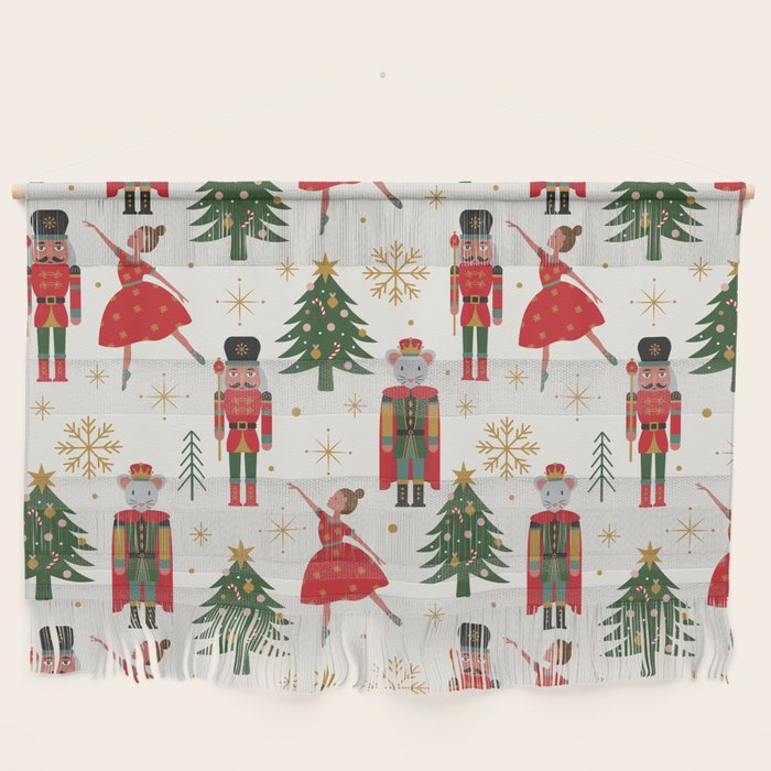 Retro Nutcracker and Ballerina Christmas Pattern Wall Hanging Gallery Image 1