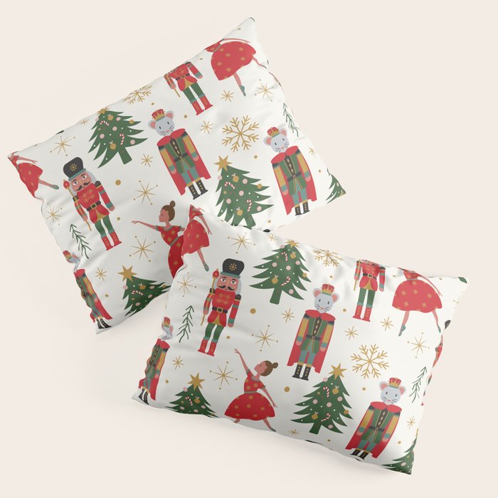 Retro Nutcracker and Ballerina Christmas Pattern Pillow Sham Gallery Image 3
