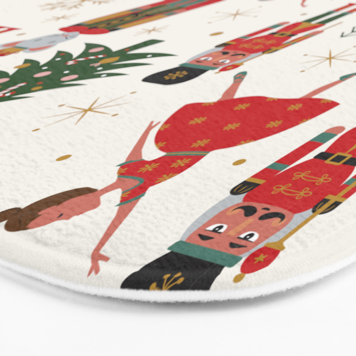 Retro Nutcracker and Ballerina Christmas Pattern Bath Mat Gallery Image 3