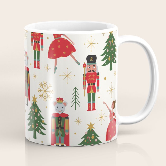 Retro Nutcracker and Ballerina Christmas Pattern Coffee Mug Gallery Image 1