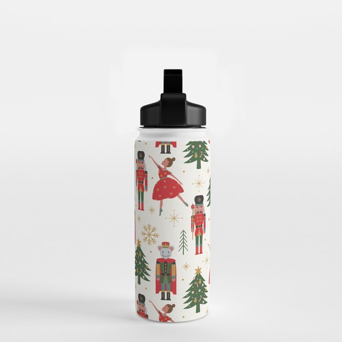 Retro Nutcracker and Ballerina Christmas Pattern Water Bottle Gallery Image 2