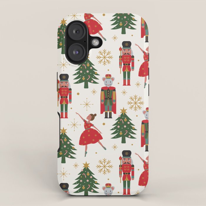 Retro Nutcracker and Ballerina Christmas Pattern iPhone Case Gallery Image 1