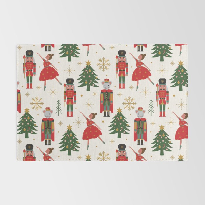 Retro Nutcracker and Ballerina Christmas Pattern Rug Gallery Image 2