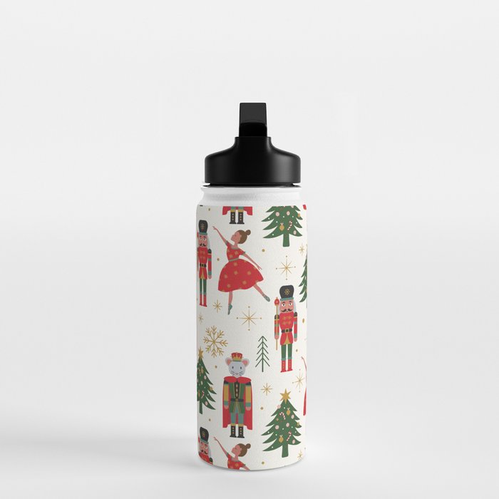Retro Nutcracker and Ballerina Christmas Pattern Water Bottle Gallery Image 3