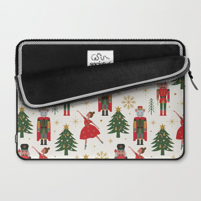 Retro Nutcracker and Ballerina Christmas Pattern Laptop Sleeve Gallery Image 2