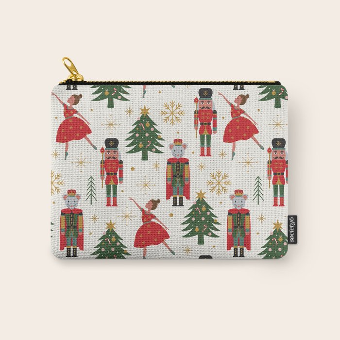 Retro Nutcracker and Ballerina Christmas Pattern Carry All Pouch Gallery Image 1