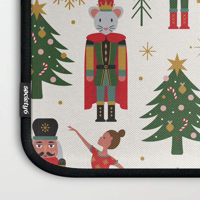 Retro Nutcracker and Ballerina Christmas Pattern Laptop Sleeve Gallery Image 3