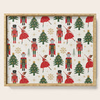 Retro Nutcracker and Ballerina Christmas Pattern Serving Tray Gallery Image 1