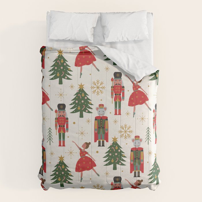 Retro Nutcracker and Ballerina Christmas Pattern Comforter Gallery Image 1