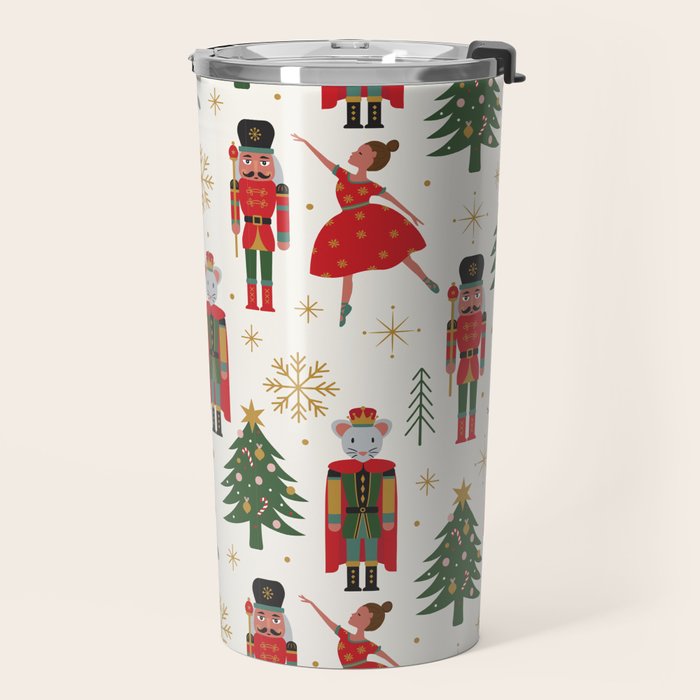 Retro Nutcracker and Ballerina Christmas Pattern Travel Mug Gallery Image 2