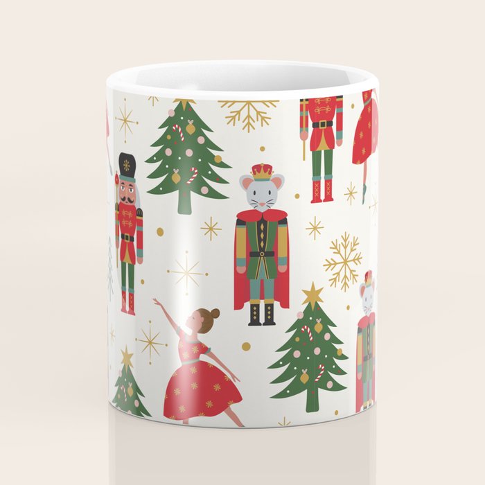 Retro Nutcracker and Ballerina Christmas Pattern Coffee Mug Gallery Image 4