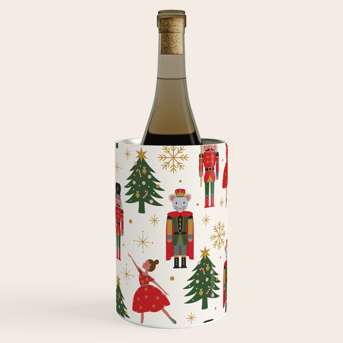 Retro Nutcracker and Ballerina Christmas Pattern Wine Chiller Gallery Image 1