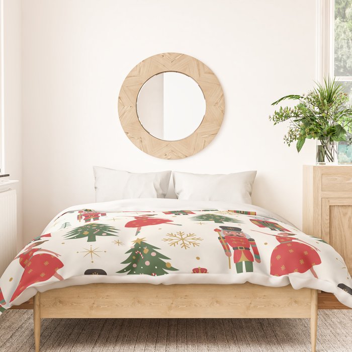 Retro Nutcracker and Ballerina Christmas Pattern Duvet Cover Gallery Image 3