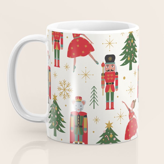 Retro Nutcracker and Ballerina Christmas Pattern Coffee Mug Gallery Image 3