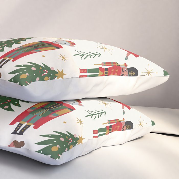 Retro Nutcracker and Ballerina Christmas Pattern Pillow Sham Gallery Image 3