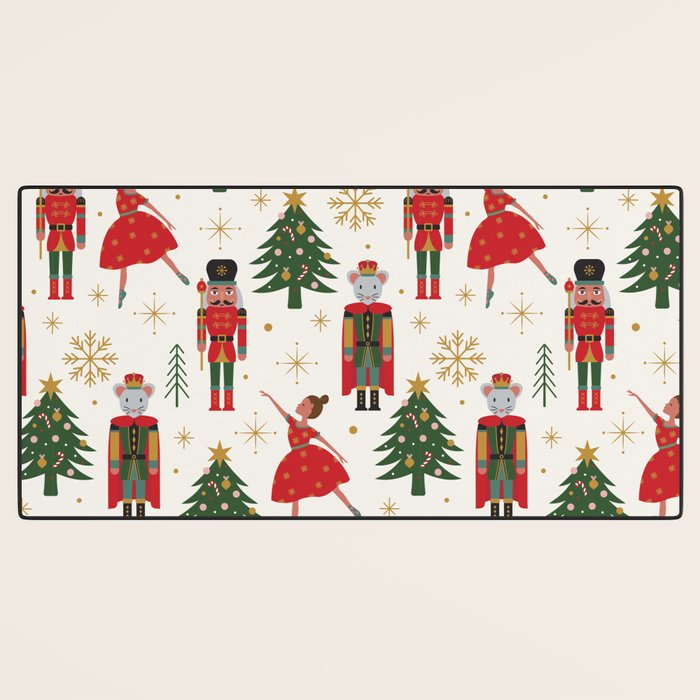 Retro Nutcracker and Ballerina Christmas Pattern Desk Mat Gallery Image 3