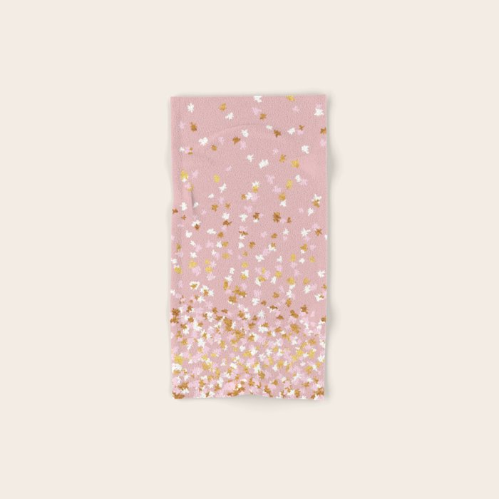 Floating Confetti - Pink Blush and Gold Bath Towel Gallery Image 1