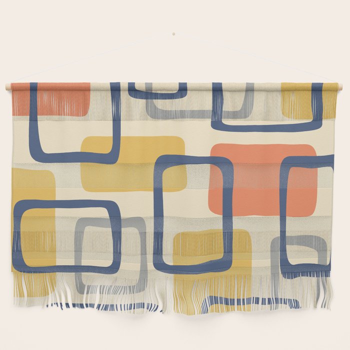 Mid Century Modern Abstract Squares Pattern 456 Wall Hanging Gallery Image 1