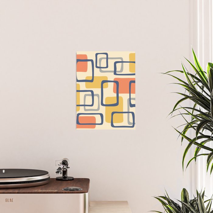 Mid Century Modern Abstract Squares Pattern 456 Poster Gallery Image 2