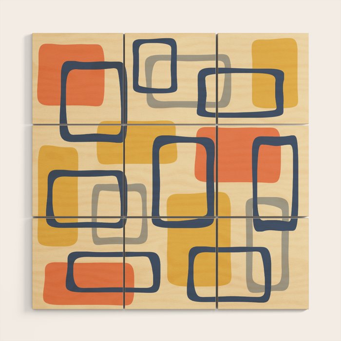 Mid Century Modern Abstract Squares Pattern 456 Wood Wall Art Gallery Image 1