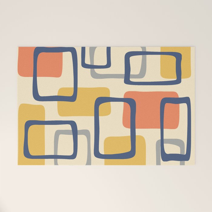 Mid Century Modern Abstract Squares Pattern 456 Welcome Mat Gallery Image 1