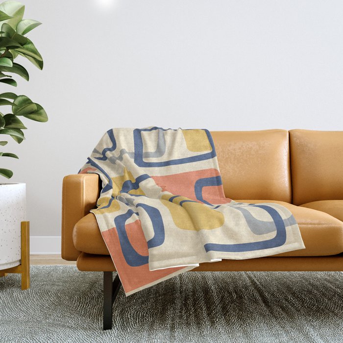 Mid Century Modern Abstract Squares Pattern 456 Throw Blanket Gallery Image 1