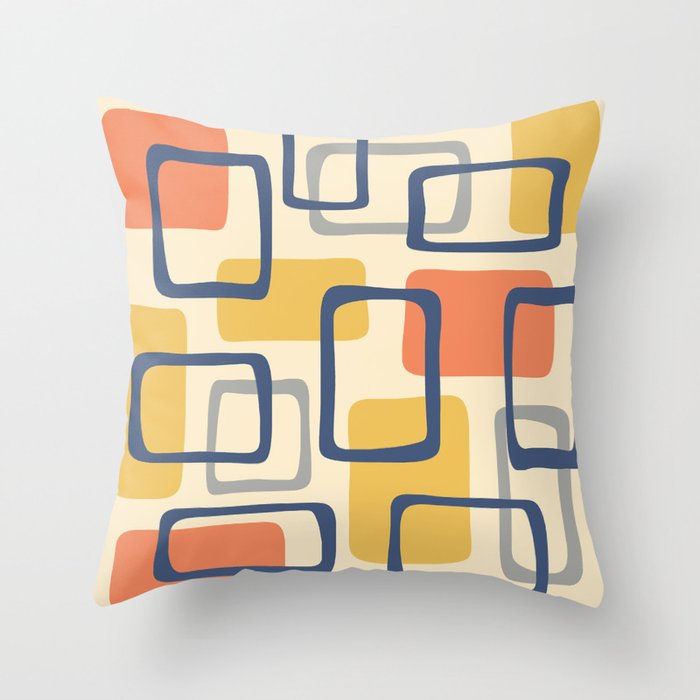 Mid Century Modern Abstract Squares Pattern 456 Throw Pillow Gallery Image 1