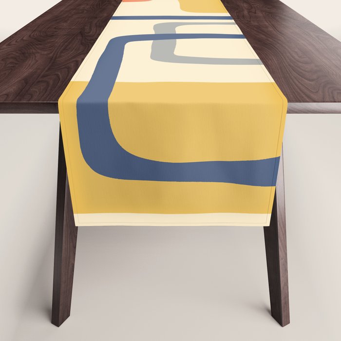 Mid Century Modern Abstract Squares Pattern 456 Table Runner Gallery Image 1