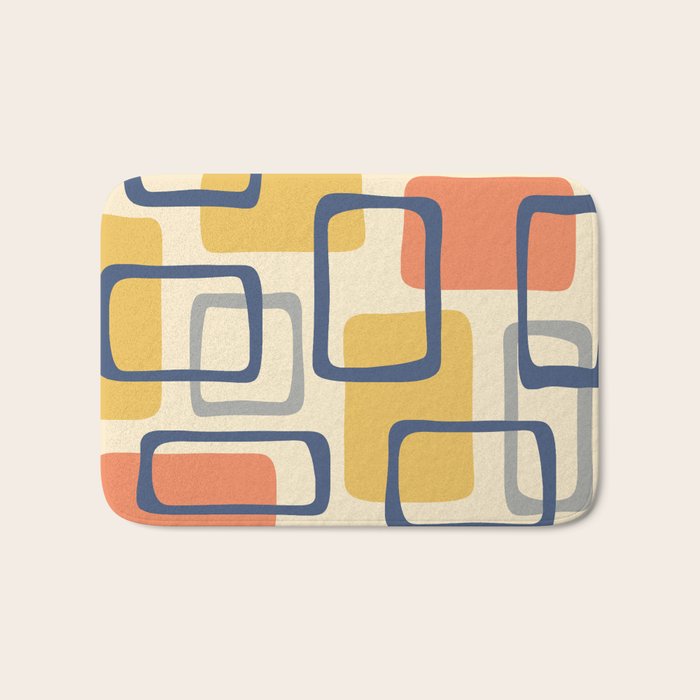 Mid Century Modern Abstract Squares Pattern 456 Bath Mat Gallery Image 1