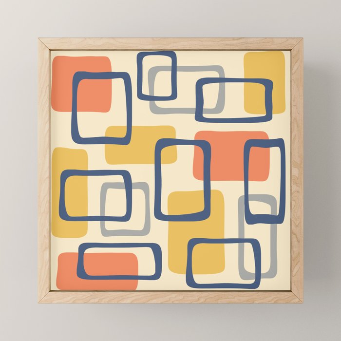 Mid Century Modern Abstract Squares Pattern 456 Mini Art Print Gallery Image 1