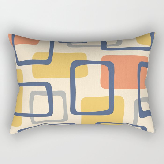 Mid Century Modern Abstract Squares Pattern 456 Rectangular Pillow Gallery Image 1