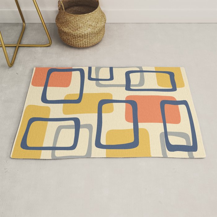 Mid Century Modern Abstract Squares Pattern 456 Rug Gallery Image 1
