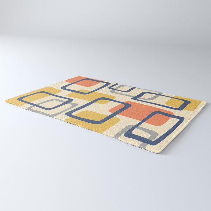 Mid Century Modern Abstract Squares Pattern 456 Rug Gallery Image 3