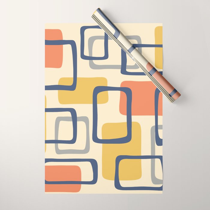 Mid Century Modern Abstract Squares Pattern 456 Wrapping Paper Gallery Image 1