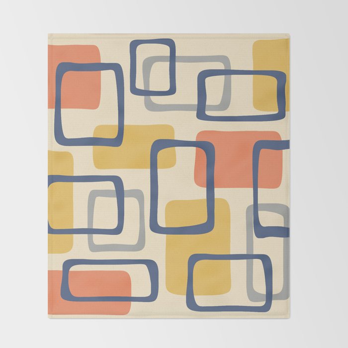 Mid Century Modern Abstract Squares Pattern 456 Throw Blanket Gallery Image 2