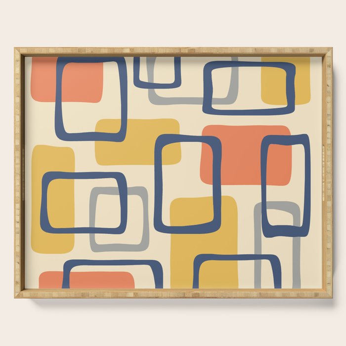 Mid Century Modern Abstract Squares Pattern 456 Serving Tray Gallery Image 1