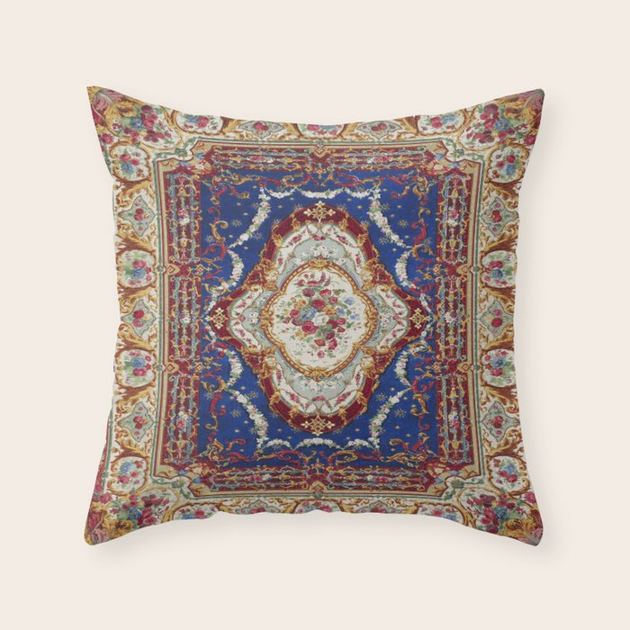 Wonderfully Detailed Persian Rug Oriental Victorian Style Carpet Design Throw Pillow Gallery Image 6