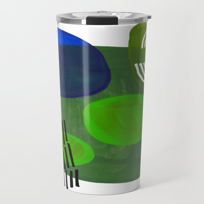 Modern Mid Century Fun Colorful Abstract Minimalist Painting Shapes & Patterns Swamp Monster Greens Travel Mug Gallery Image 1