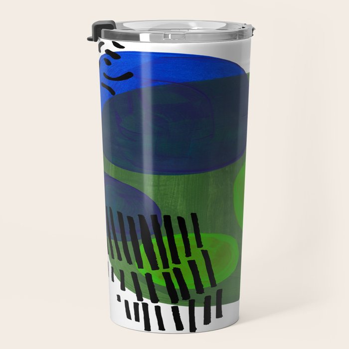 Modern Mid Century Fun Colorful Abstract Minimalist Painting Shapes & Patterns Swamp Monster Greens Travel Mug Gallery Image 3