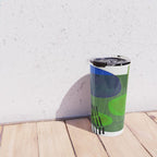 Modern Mid Century Fun Colorful Abstract Minimalist Painting Shapes & Patterns Swamp Monster Greens Travel Mug Gallery Image 4