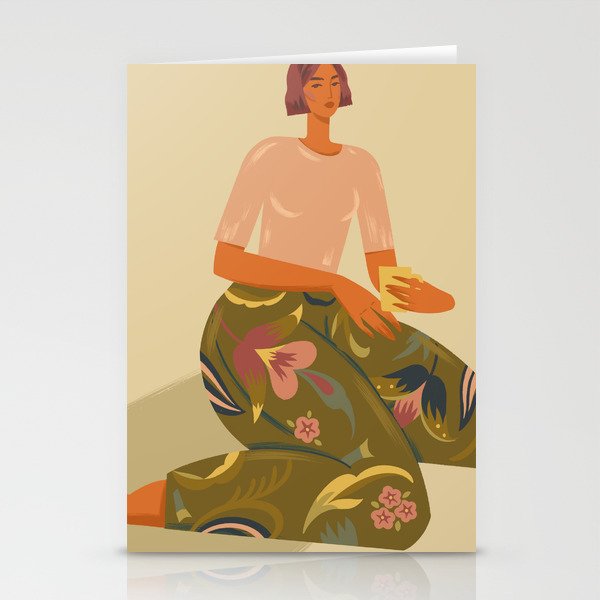 portrait of a woman with cats in ethno-modern style Stationery Card Gallery Image 2