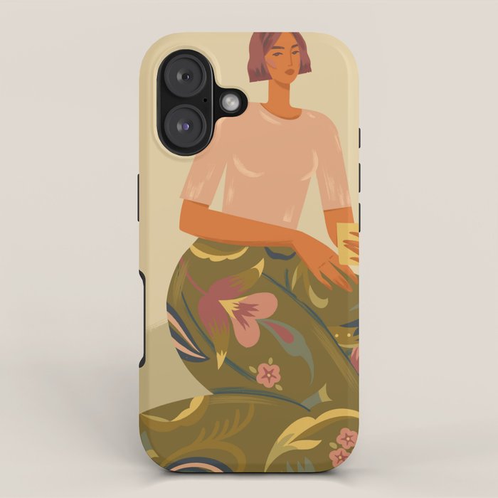 portrait of a woman with cats in ethno-modern style iPhone Case Gallery Image 1