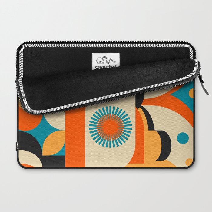 Retro Geometric Abstract Girl and Landscape Illustration Laptop Sleeve Gallery Image 2