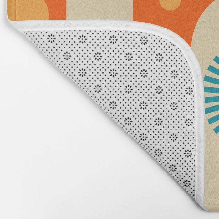 Retro Geometric Abstract Girl and Landscape Illustration Bath Mat Gallery Image 2
