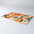Retro Geometric Abstract Girl and Landscape Illustration Rug Gallery Image 3