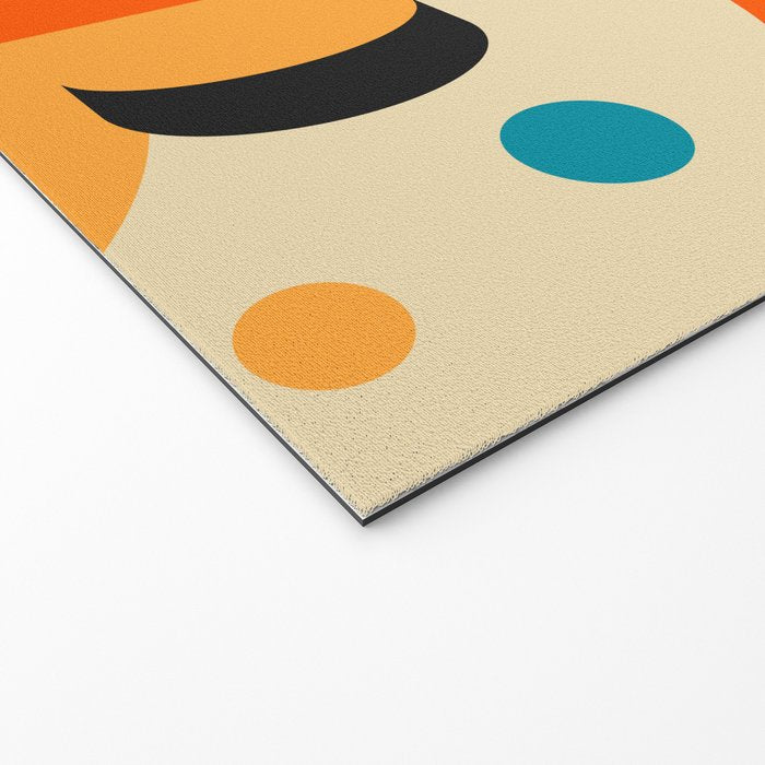 Retro Geometric Abstract Girl and Landscape Illustration Welcome Mat Gallery Image 2
