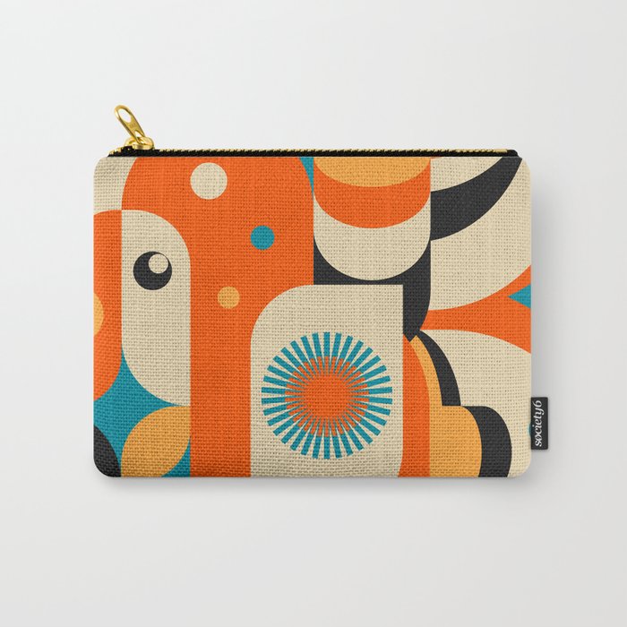 Retro Geometric Abstract Girl and Landscape Illustration Carry All Pouch Gallery Image 1